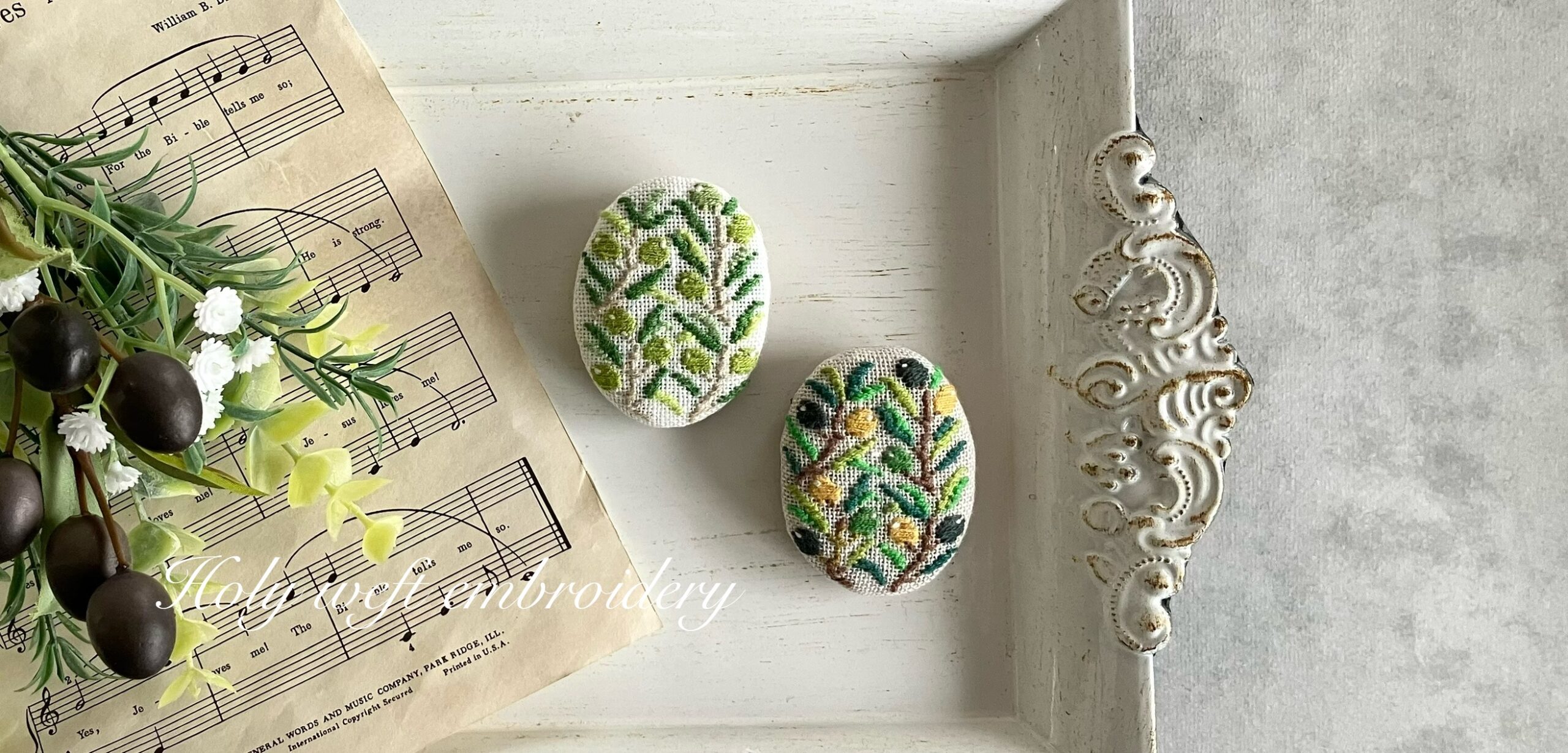 オリーブのウッドブローチが完成しましたః [動画あり]